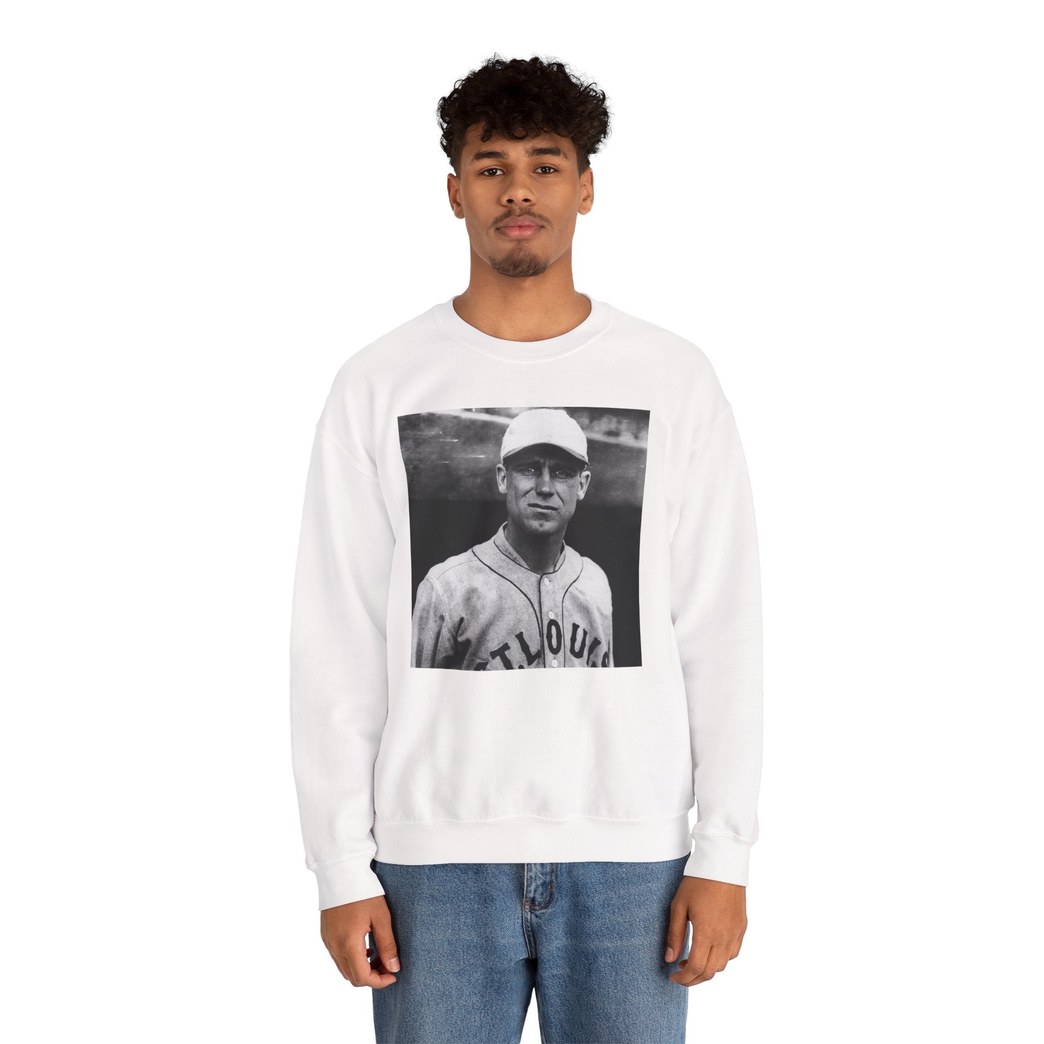 Vintage Baseball Player Sweatshirt - Classic Sports Graphic Crewneck