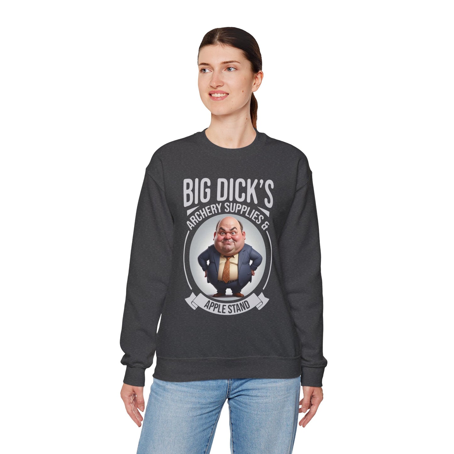 "Big Dick's Archery Supplies & Apple Stand" Funny Crewneck Sweatshirt