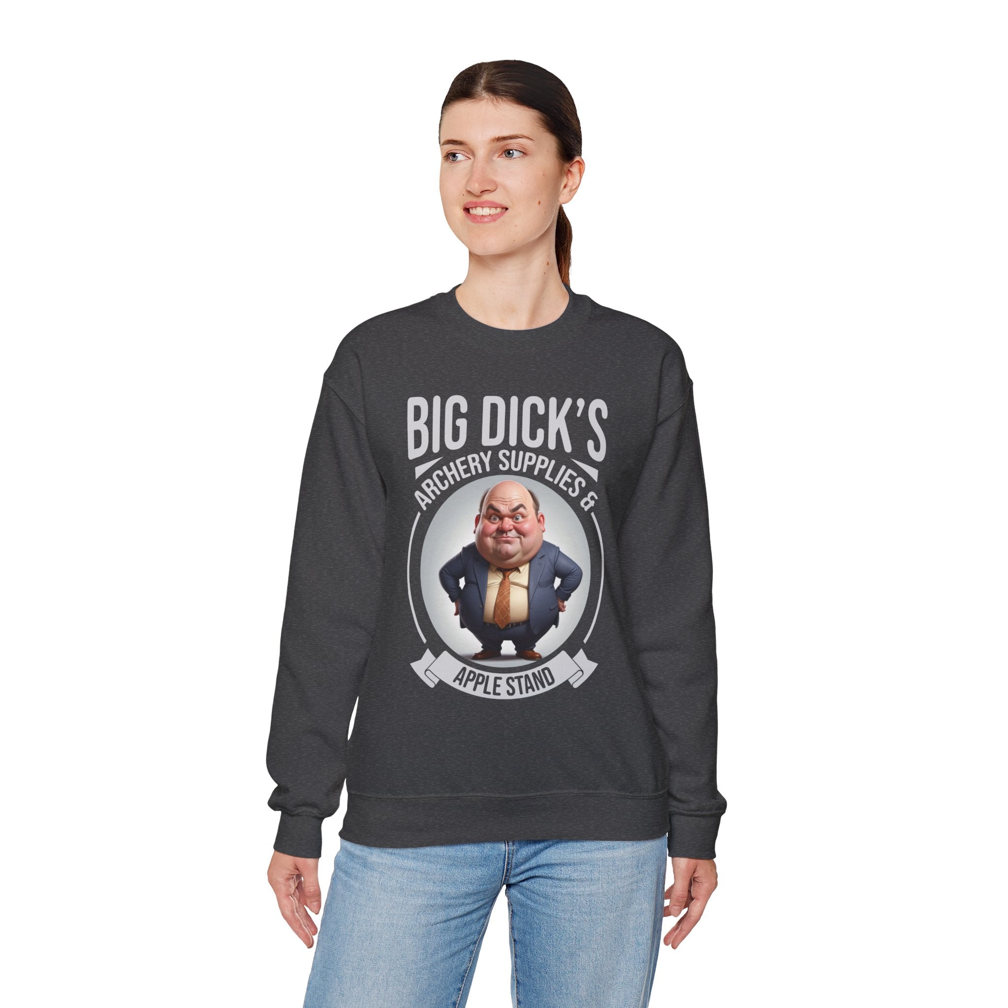 "Big Dick's Archery Supplies & Apple Stand" Funny Crewneck Sweatshirt