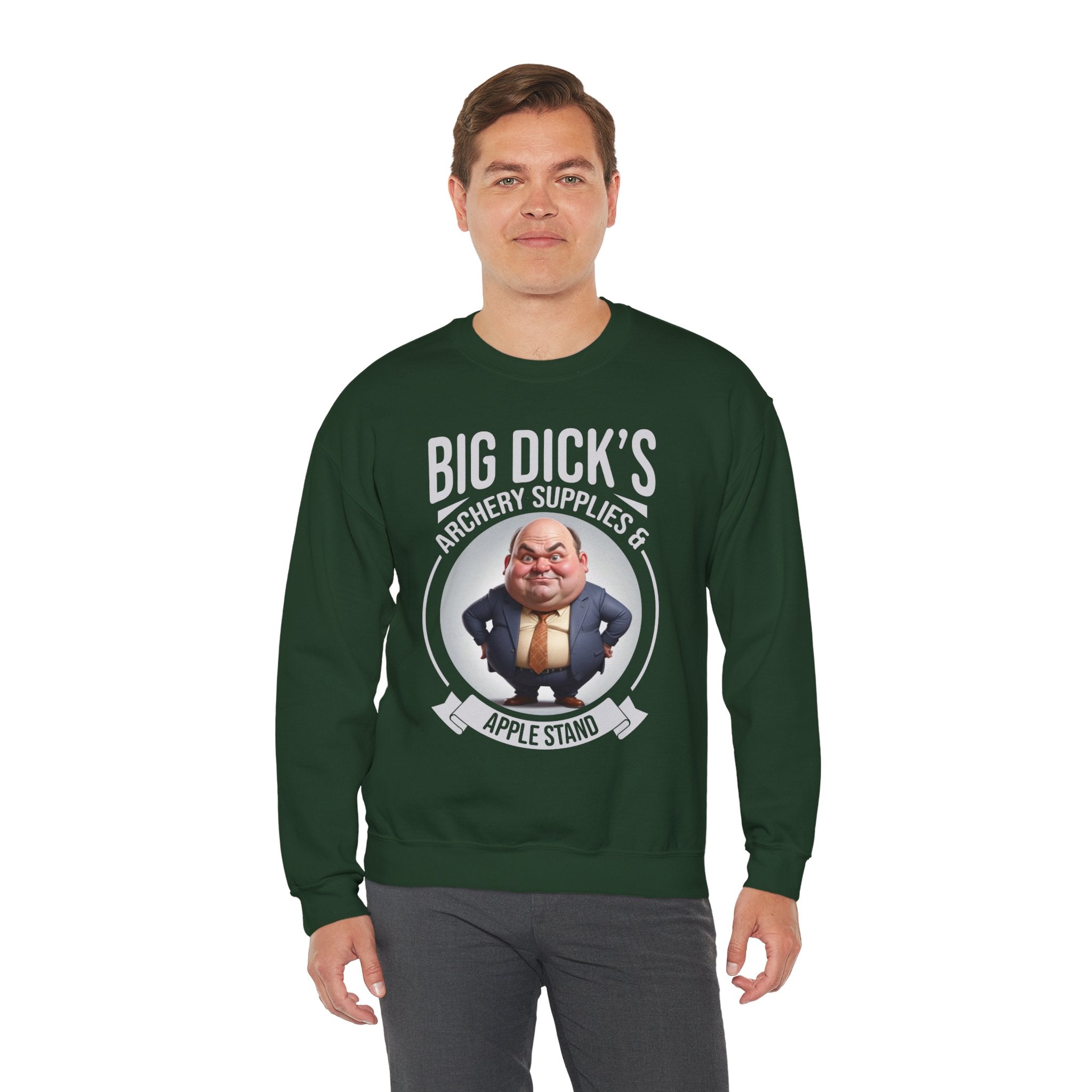 "Big Dick's Archery Supplies & Apple Stand" Funny Crewneck Sweatshirt