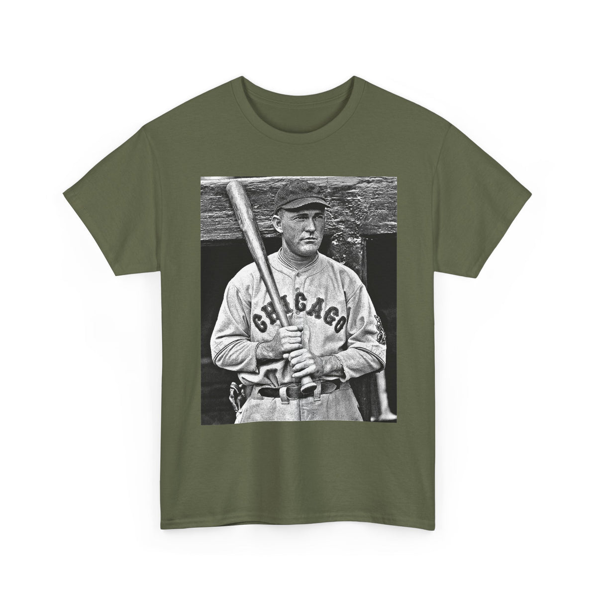 Vintage Chicago Baseball Photo T-Shirt — Retro Black & White Player Legend Tee