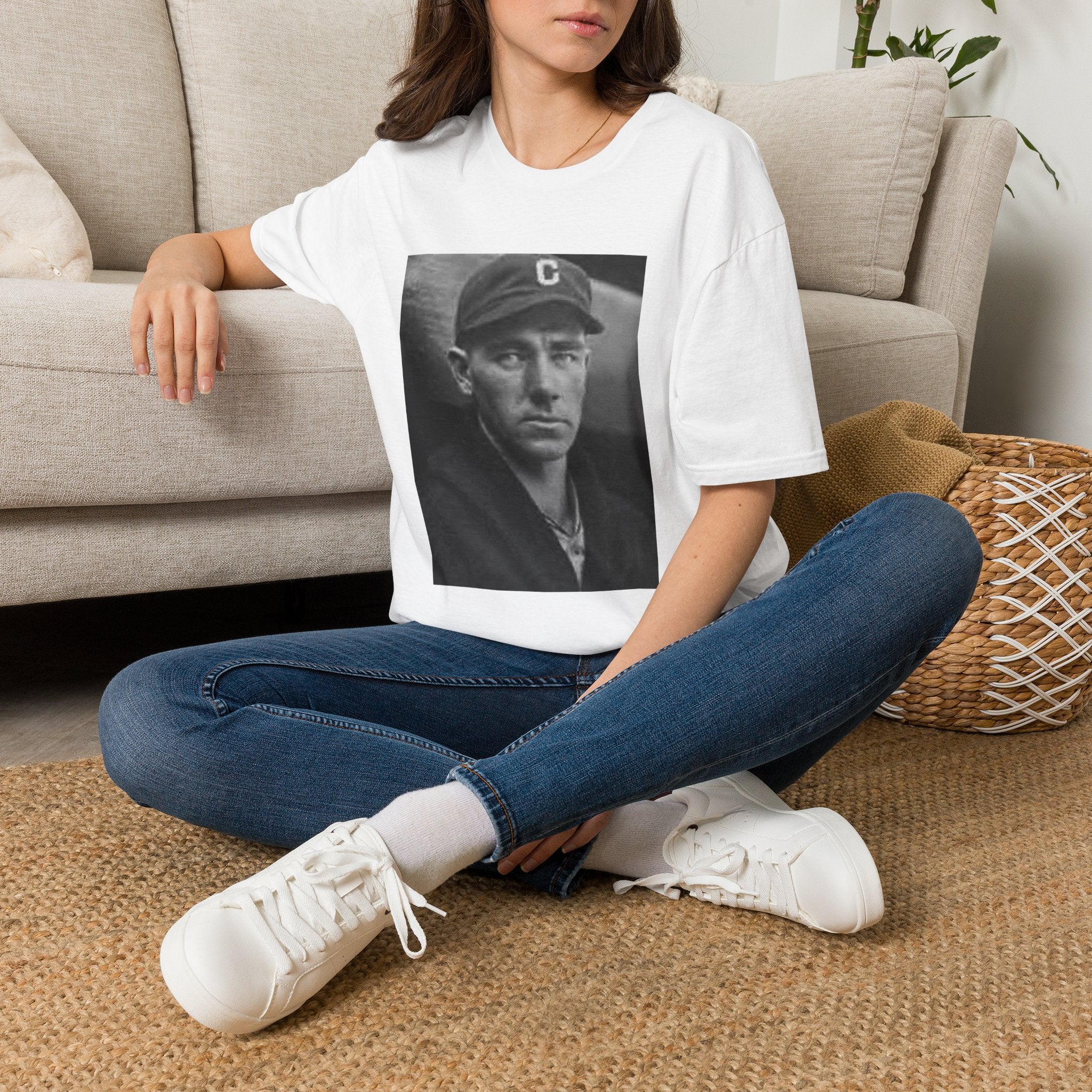 Vintage Baseball Portrait T-Shirt — Early 1900s Cleveland Player Photo