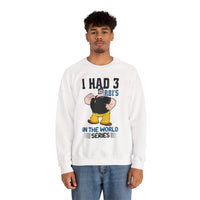 I Had 3 RBIs In the World Series Funny Baseball Fan Retro Cartoon Graphic Sweatshirt