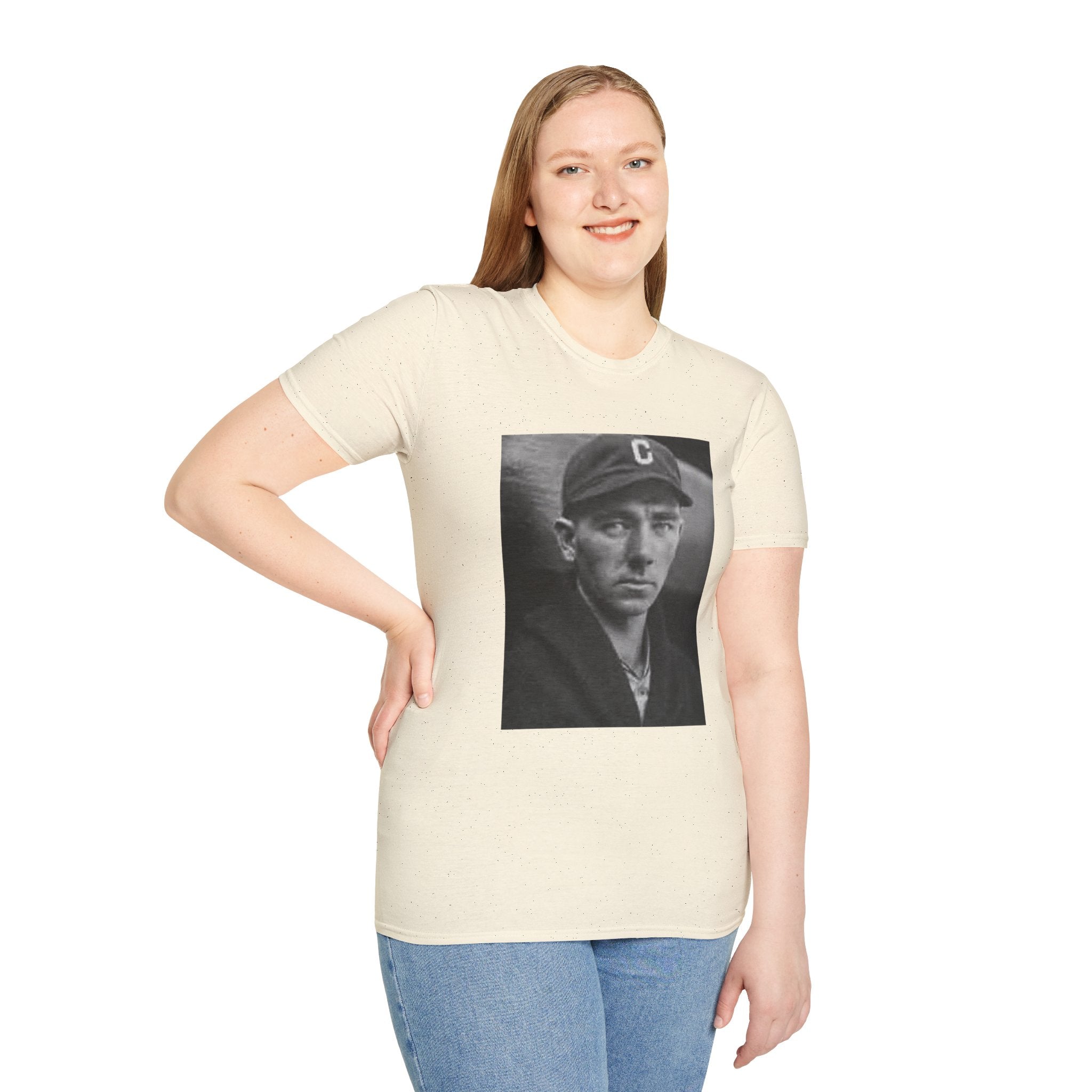 Vintage Baseball Portrait T-Shirt — Early 1900s Cleveland Player Photo