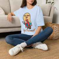 Graphic T-Shirt — 'Clam Up Ya Varmint!' Yosemite-Style Cartoon Tee