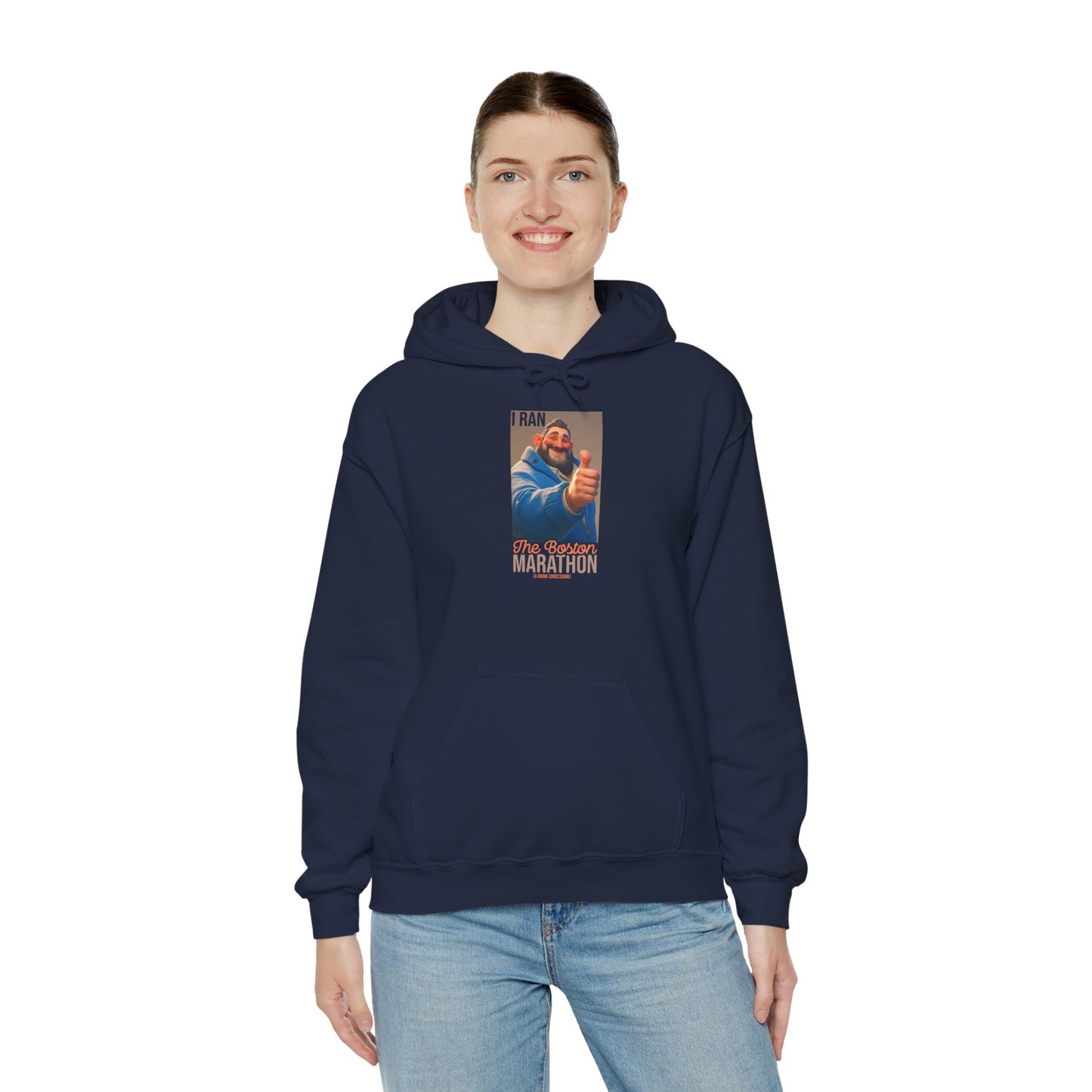I Ran The Boston Marathon Drink Concession Hoodie — Funny Marathon Humor Pullover