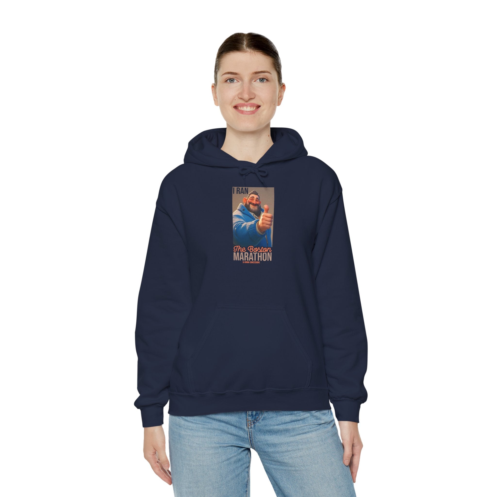 I Ran The Boston Marathon Drink Concession Hoodie — Funny Marathon Humor Pullover