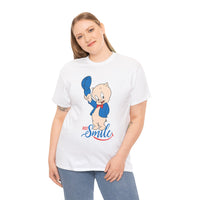 Retro Cartoon Pig 'Just Smile' T-Shirt