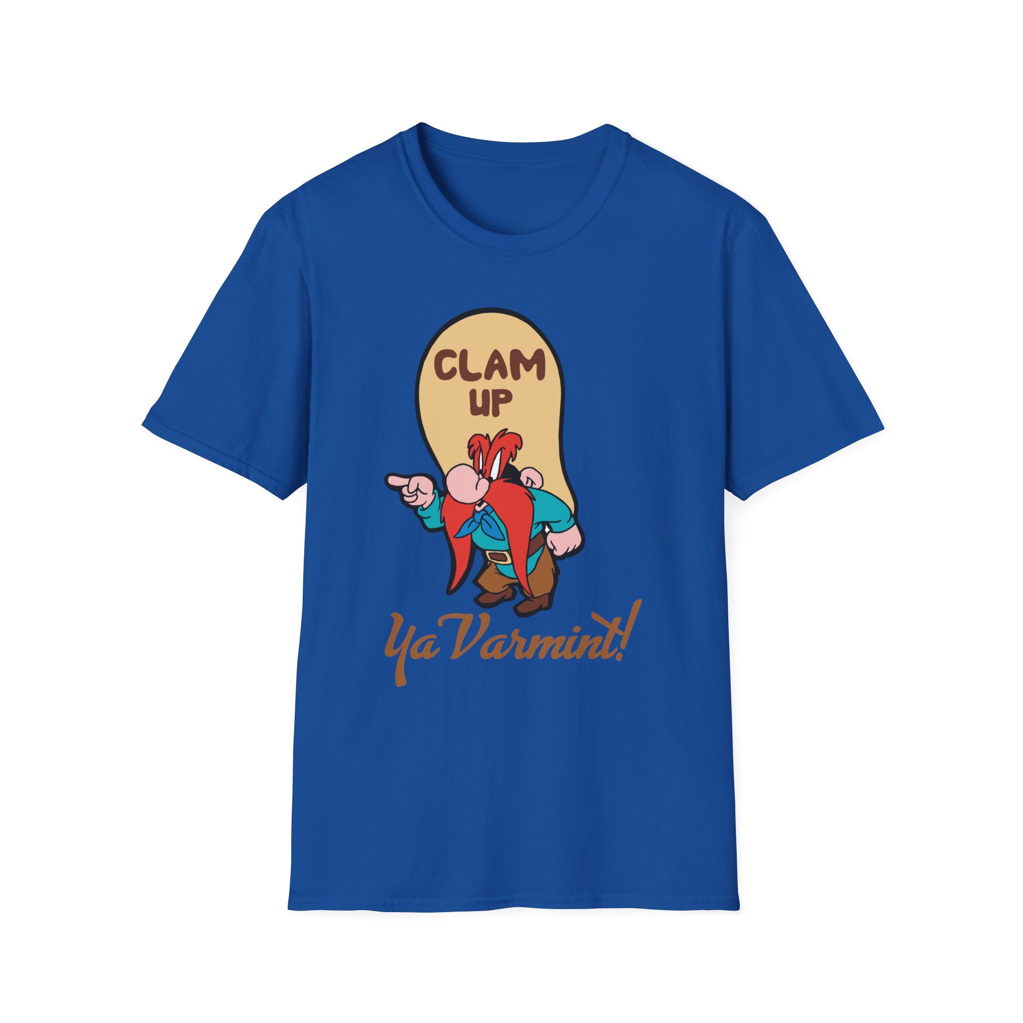 Graphic T-Shirt — 'Clam Up Ya Varmint!' Yosemite-Style Cartoon Tee
