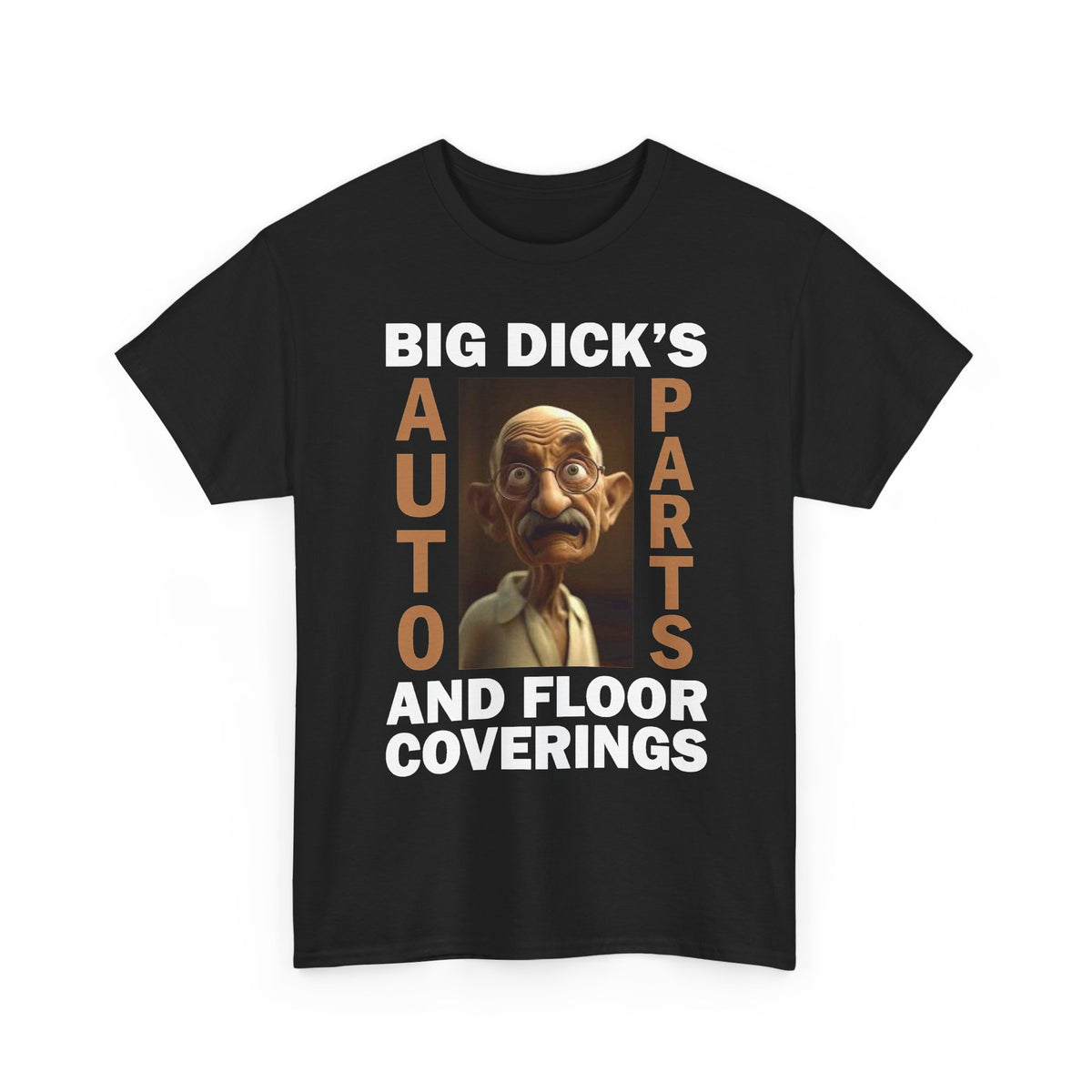 Humorous Vintage Mechanic Tee — “Big Dick’s Auto Parts and Floor Coverings”