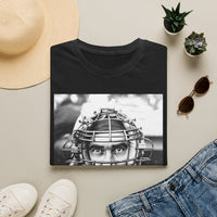 Baseball Catcher Portrait T-Shirt — Vintage Black & White Sports Tee