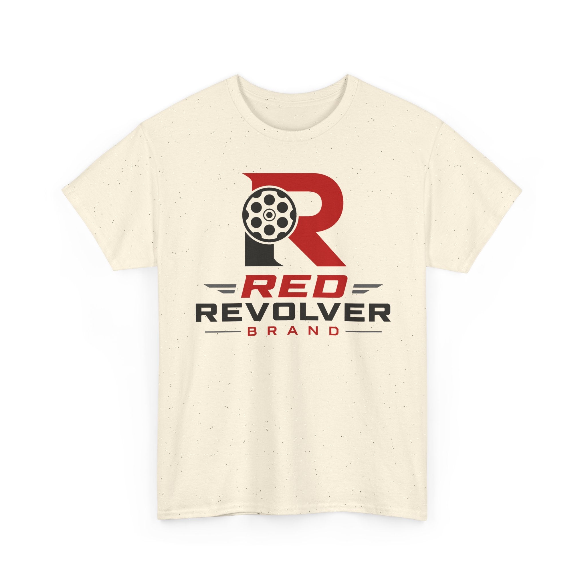 Red Revolver Logo Tee — Retro Gun Cylinder Graphic T-Shirt