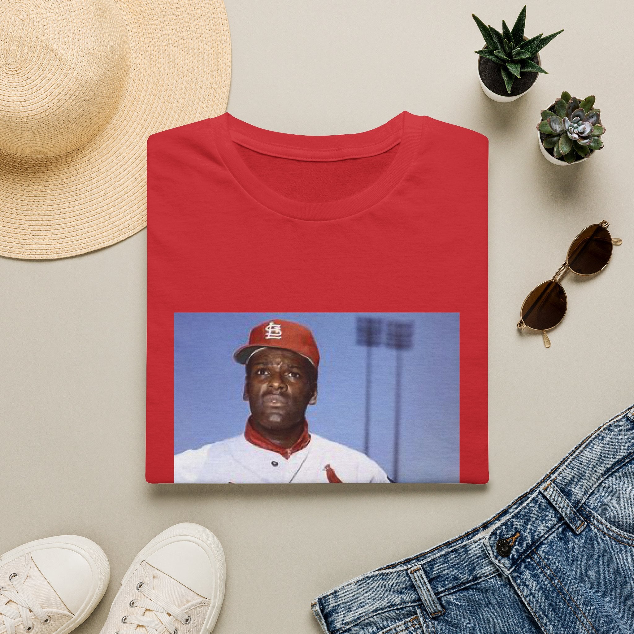 Baseball Graphic T-Shirt — Vintage Cardinals Player Photo Tee