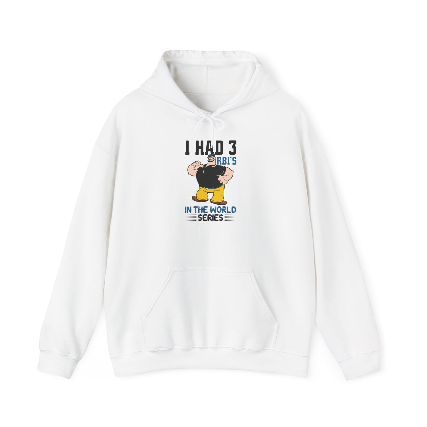 I Had 3 RBIs In the World Series Funny Baseball Fan Retro Cartoon Graphic Hoodie