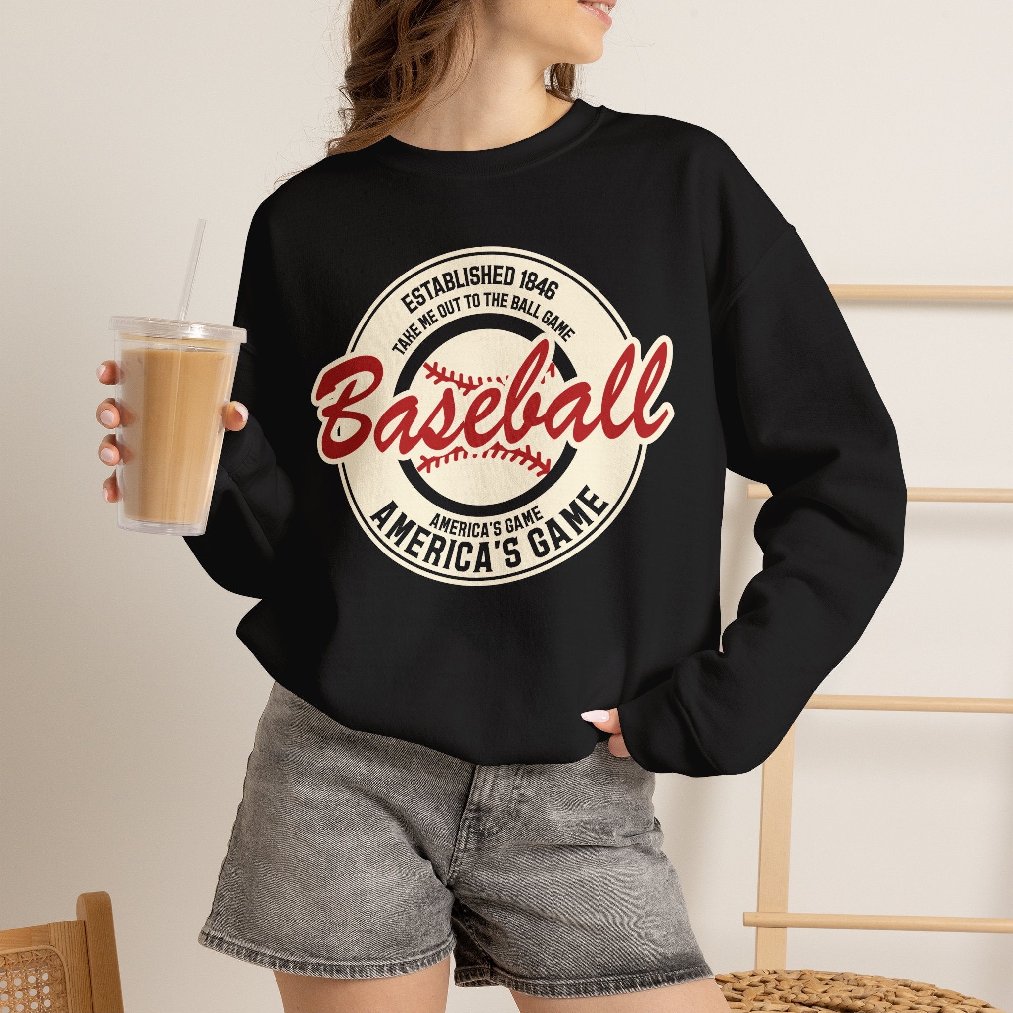 Vintage America's Game Sweatshirt - Classic Baseball Fan Crewneck