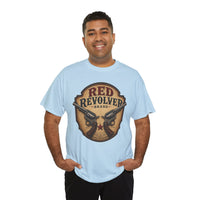 Red Revolver Graphic T-Shirt — Retro Western Guns Emblem