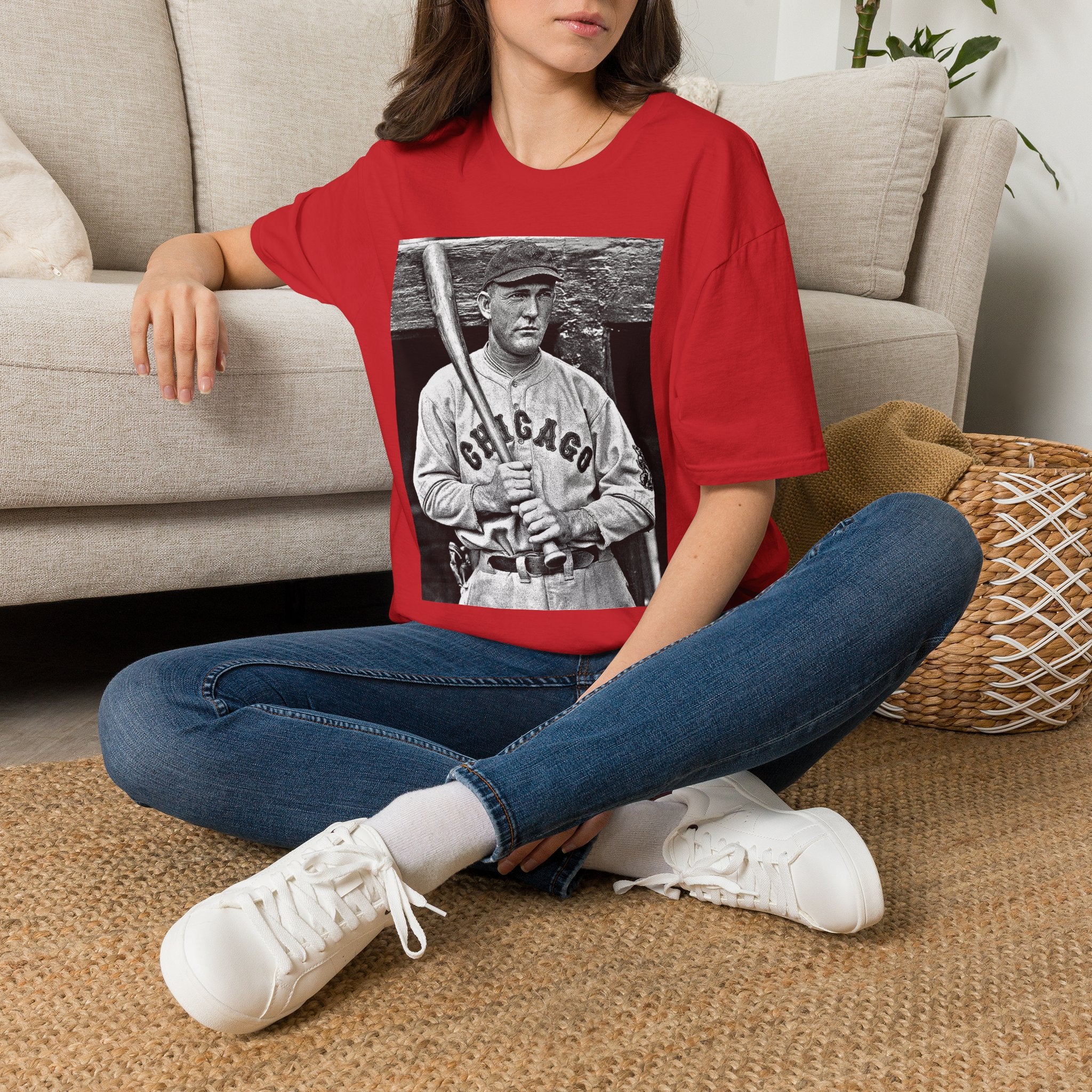 Vintage Baseball Player T-Shirt — Retro Chicago Baseball Graphic Tee