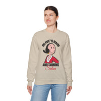 Olive's Hair & Tanning Salon Sweatshirt — Funny Retro Parody Graphic
