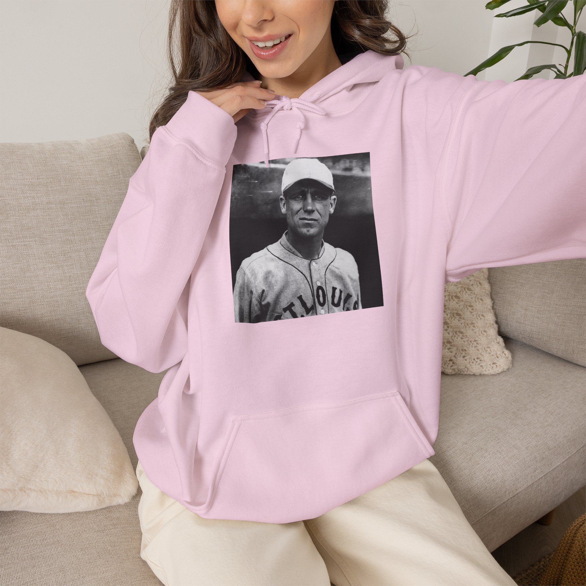Vintage Baseball Player Hoodie — Classic Sports Graphic Pullover