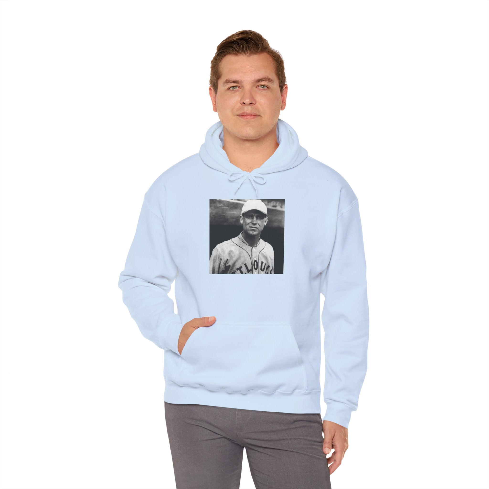 Vintage Baseball Player Hoodie — Classic Sports Graphic Pullover