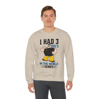 I Had 3 RBIs In the World Series Funny Baseball Fan Retro Cartoon Graphic Sweatshirt