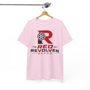 Red Revolver Logo Tee — Retro Gun Cylinder Graphic T-Shirt
