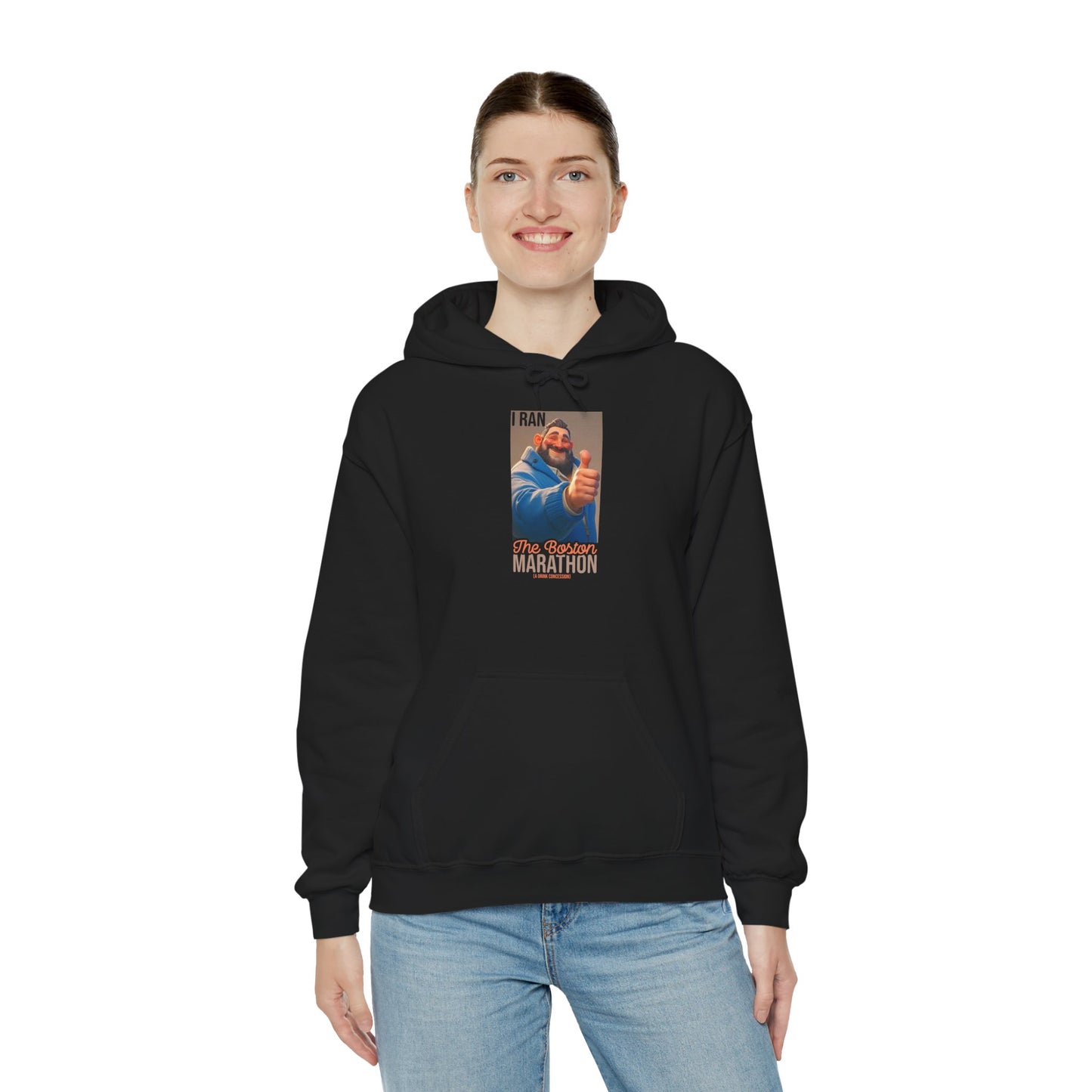 I Ran The Boston Marathon Drink Concession Hoodie — Funny Marathon Humor Pullover