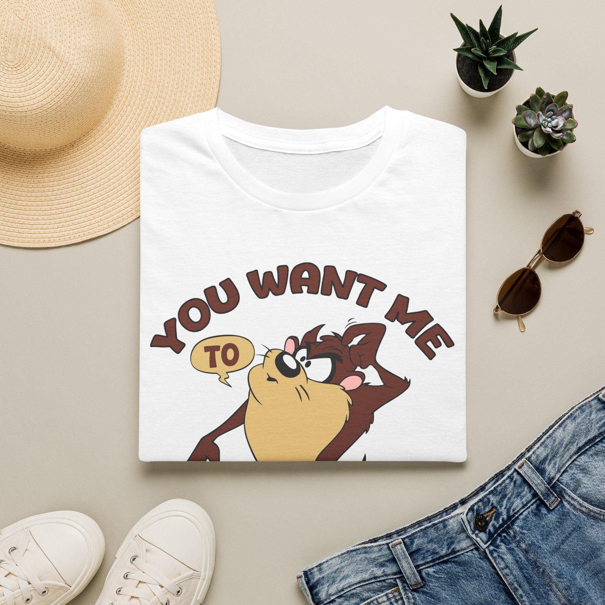 T-Shirt — Vintage Taz 'You Want Me To Do What?' Cartoon Graphic Tee
