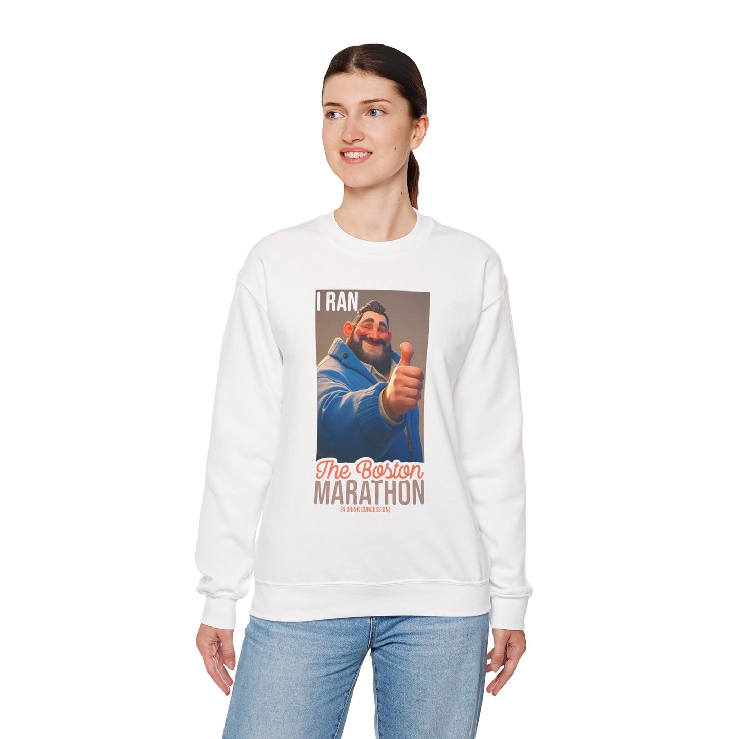 I Ran The Boston Marathon Drink Concession Sweatshirt - Funny Marathon Humor Crewneck