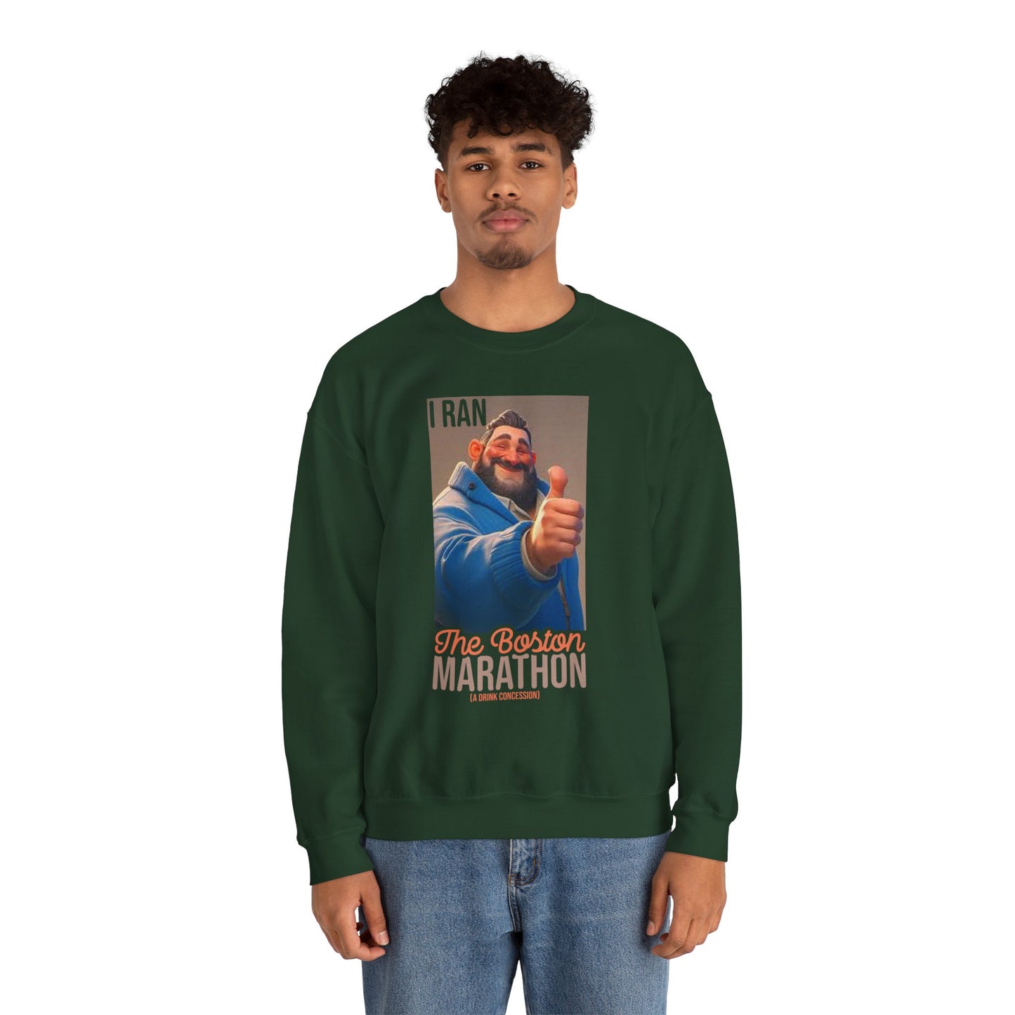I Ran The Boston Marathon Drink Concession Sweatshirt - Funny Marathon Humor Crewneck