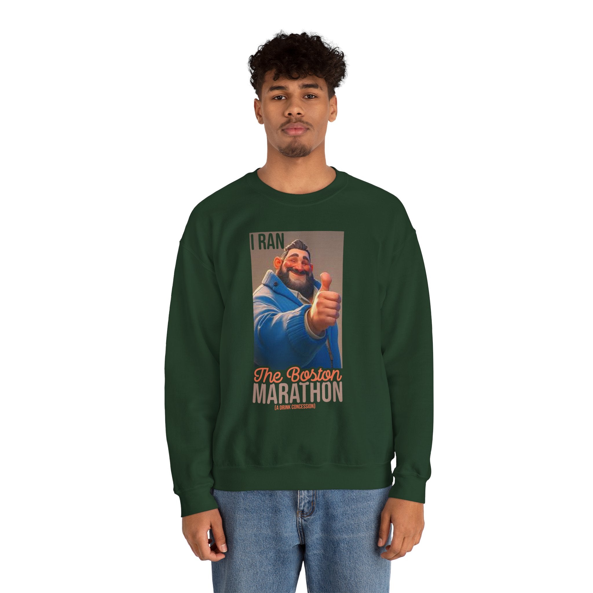 I Ran The Boston Marathon Drink Concession Sweatshirt - Funny Marathon Humor Crewneck