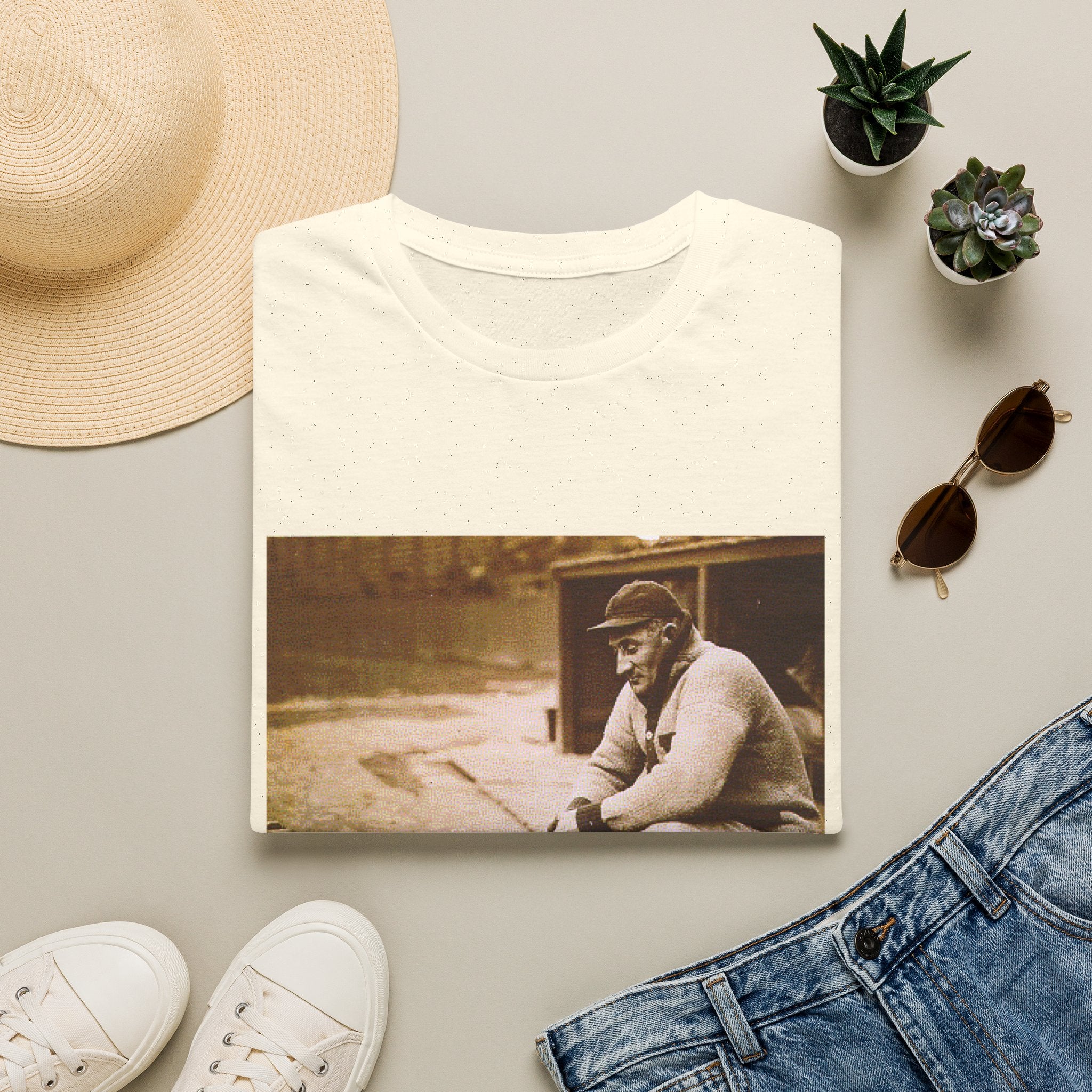 Vintage Fisherman Photo T-Shirt