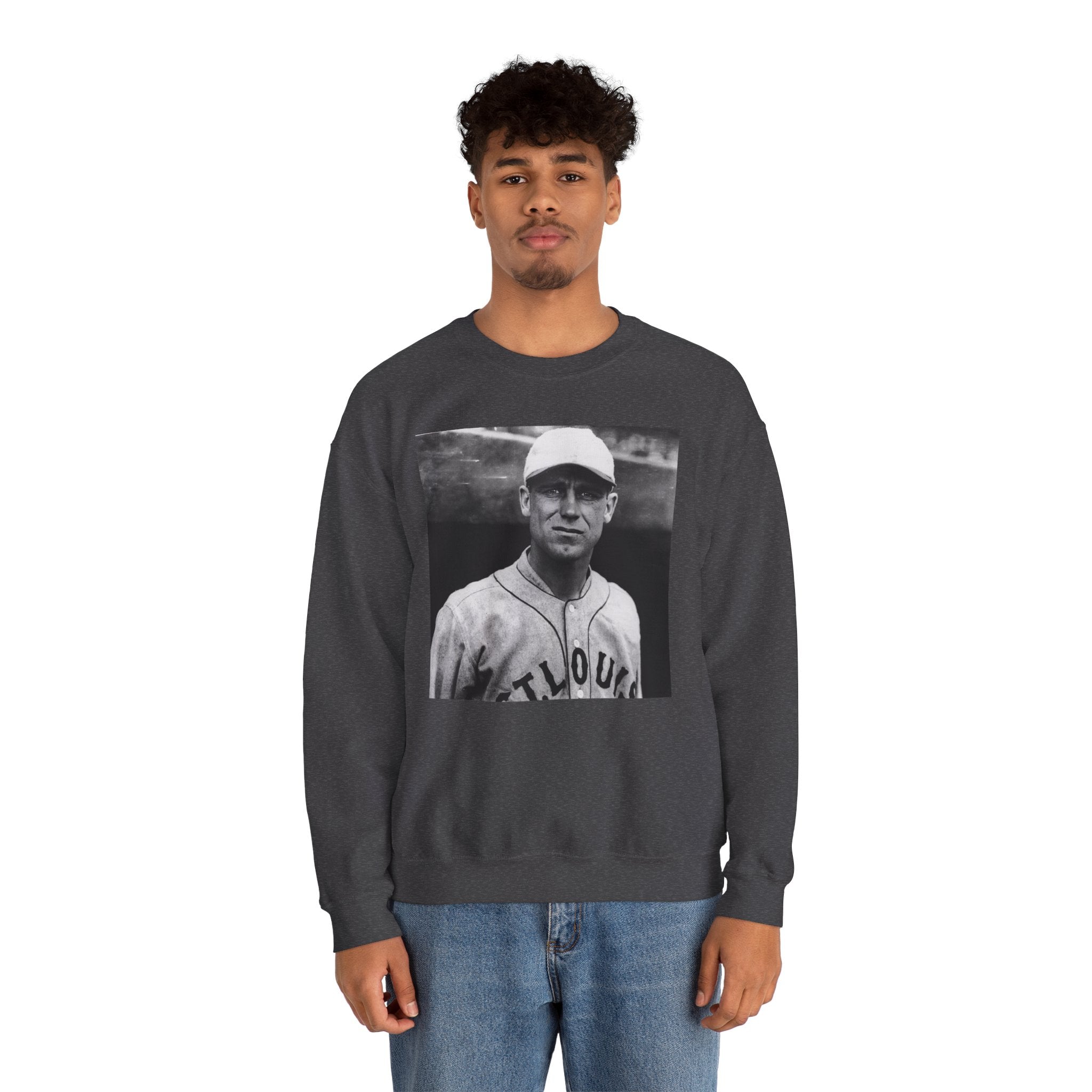 Vintage Baseball Player Sweatshirt - Classic Sports Graphic Crewneck