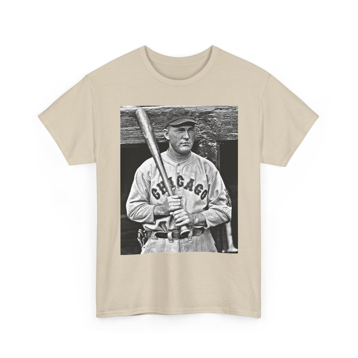 Vintage Chicago Baseball Photo T-Shirt — Retro Black & White Player Legend Tee