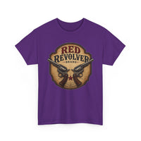 Red Revolver Graphic T-Shirt — Retro Western Guns Emblem