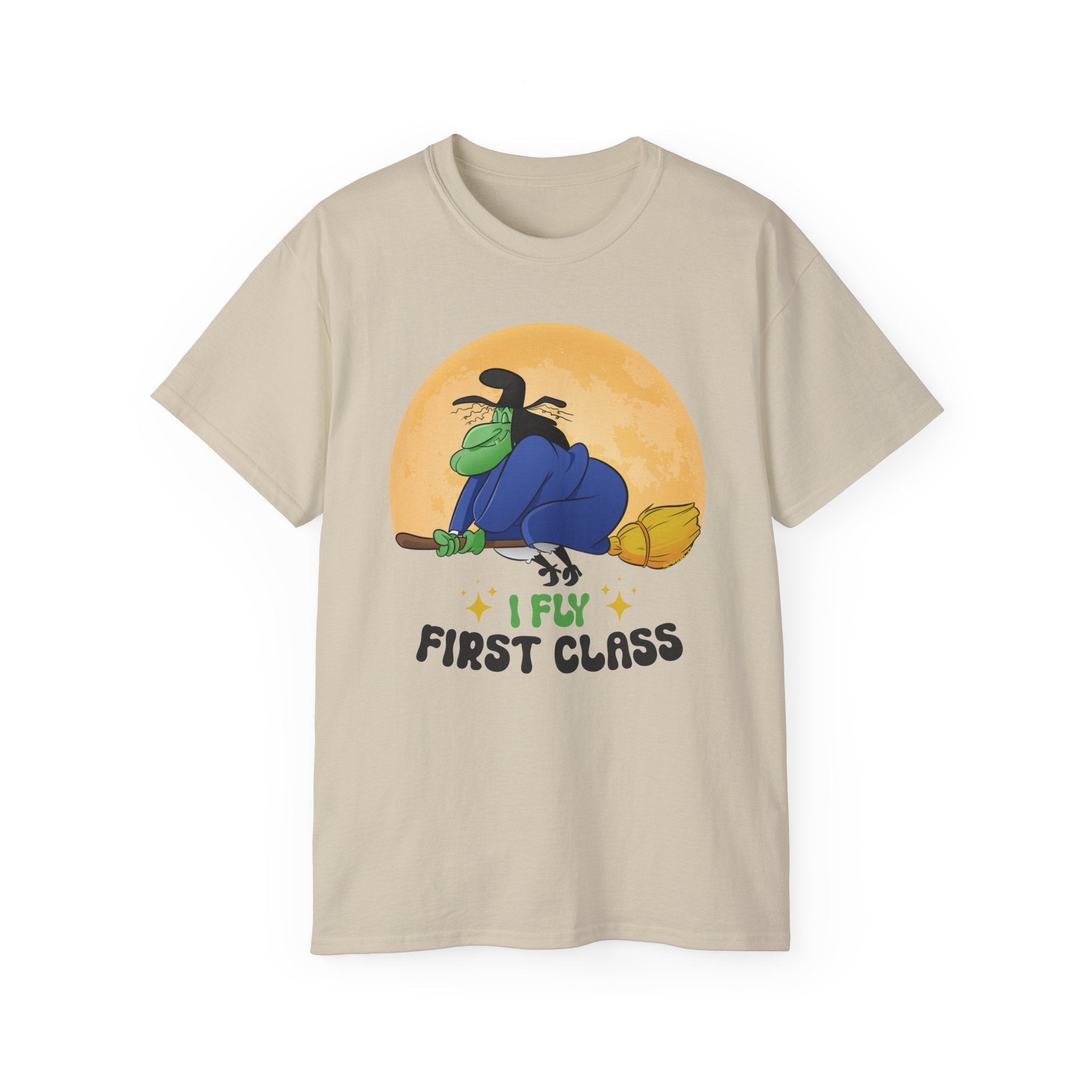 I Fly First Class — Funny Witch Halloween T-Shirt