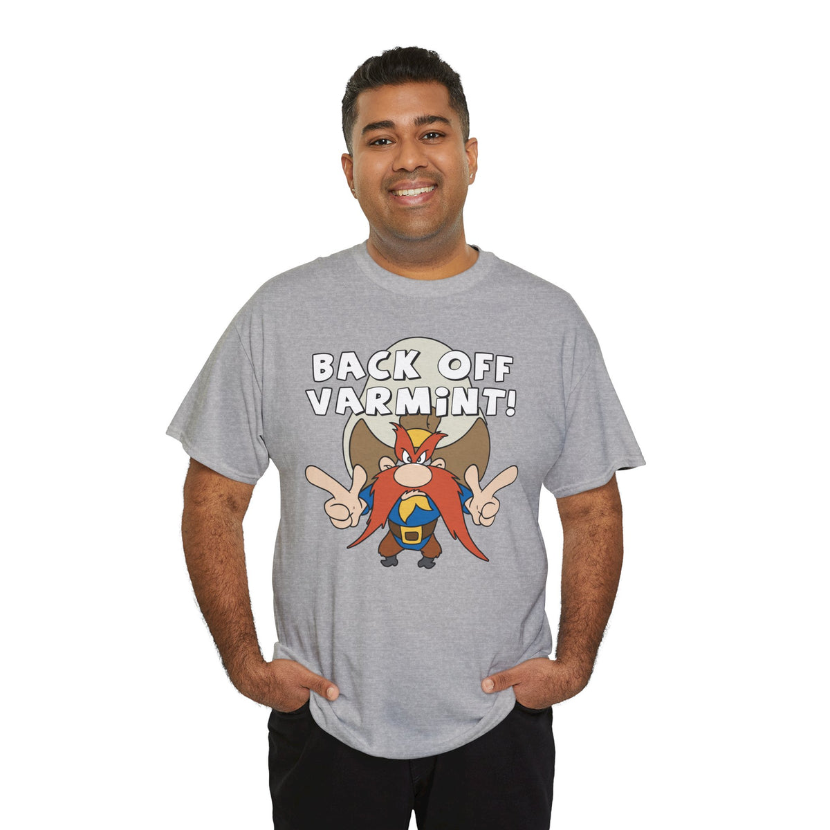 Back Off Varmint! Cartoon Tee — Funny Retro Outlaw Graphic T-Shirt