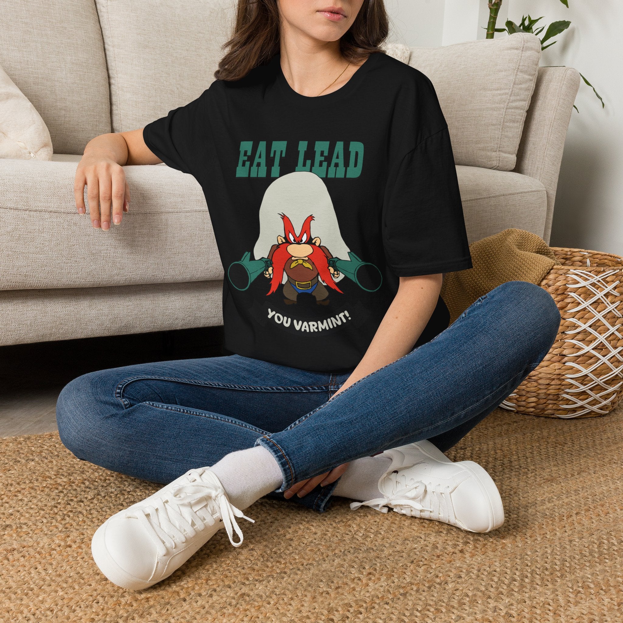 Eat Lead Looney Tunes T-Shirt — Yosemite Sam 'You Varmint' Retro Cartoon Tee