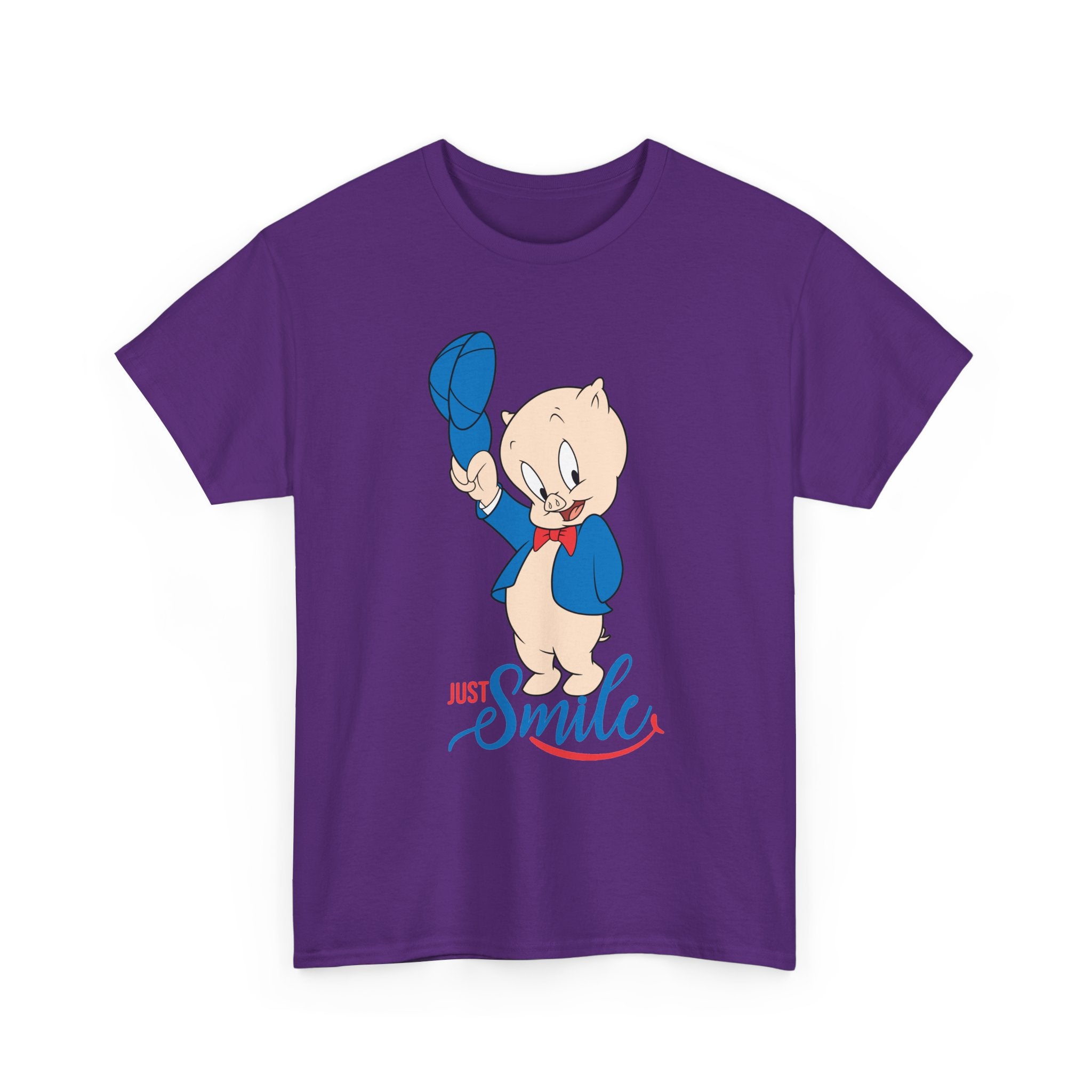 Retro Cartoon Pig 'Just Smile' T-Shirt