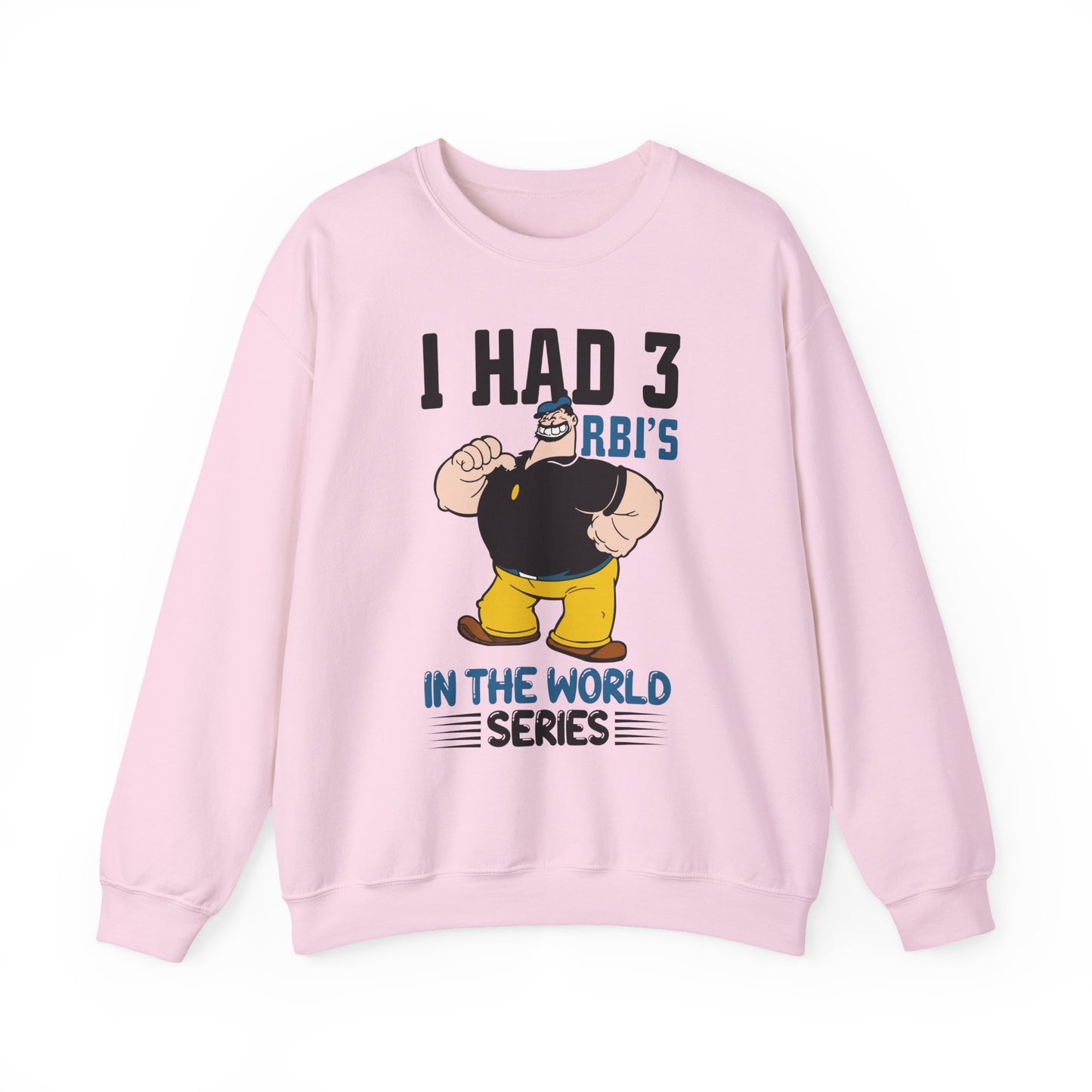 I Had 3 RBIs In the World Series Funny Baseball Fan Retro Cartoon Graphic Sweatshirt