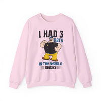 I Had 3 RBIs In the World Series Funny Baseball Fan Retro Cartoon Graphic Sweatshirt