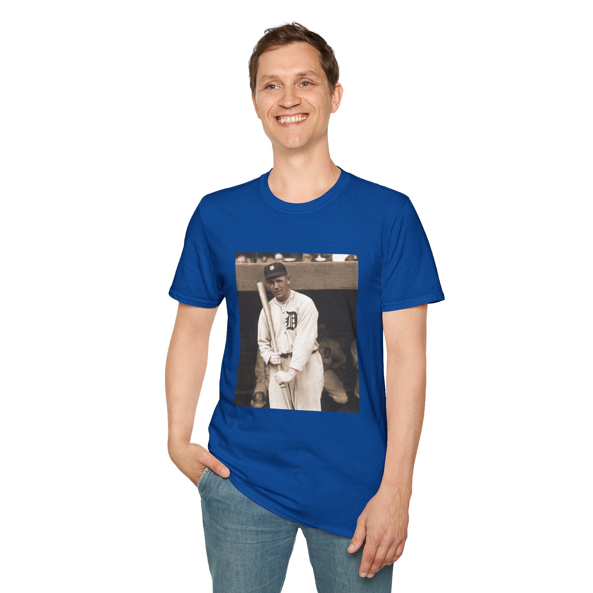 Vintage Baseball Photo T-Shirt — Classic Detroit Tigers Player Portrait