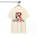 Red Revolver Logo Tee — Retro Gun Cylinder Graphic T-Shirt