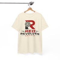 Red Revolver Logo Tee — Retro Gun Cylinder Graphic T-Shirt