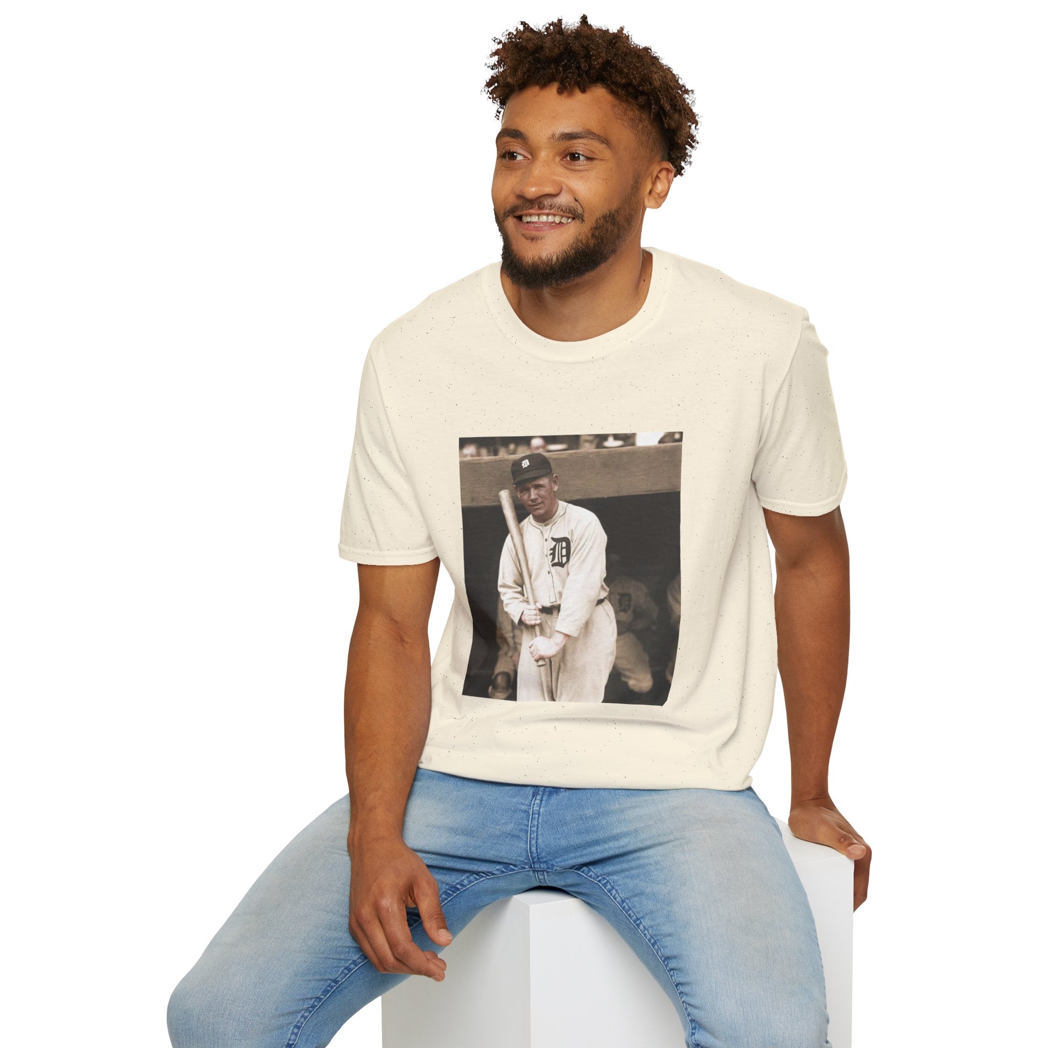 Vintage Baseball Photo T-Shirt — Classic Detroit Tigers Player Portrait