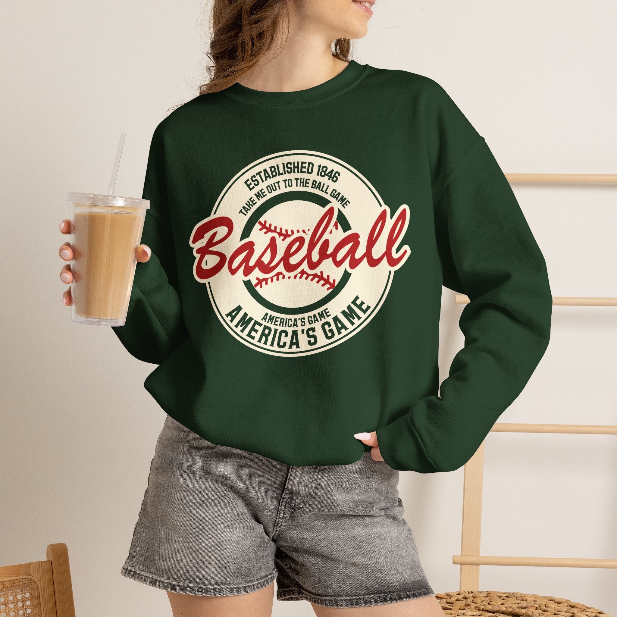 Vintage America's Game Sweatshirt - Classic Baseball Fan Crewneck