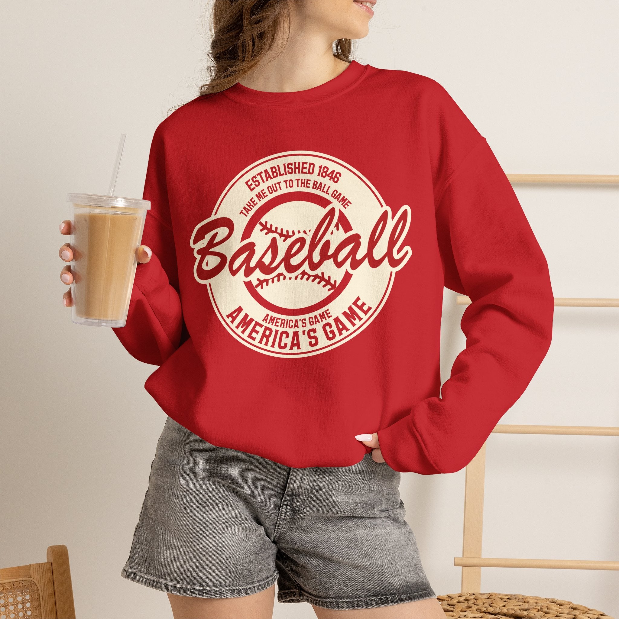 Vintage America's Game Sweatshirt - Classic Baseball Fan Crewneck