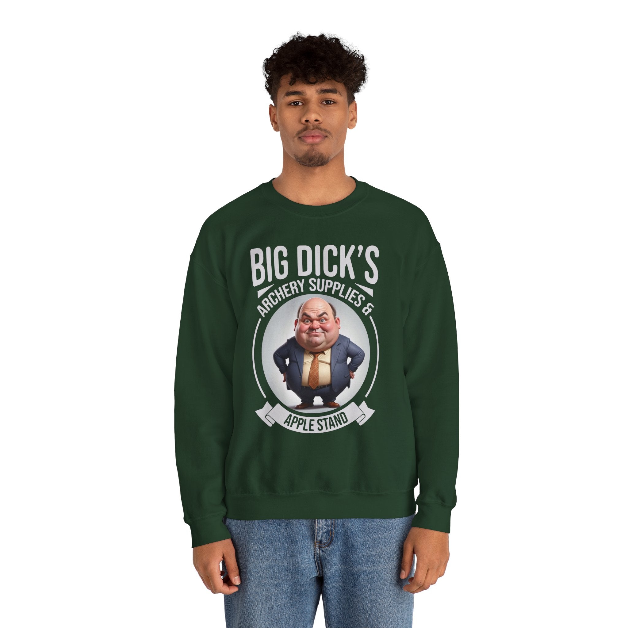 "Big Dick's Archery Supplies & Apple Stand" Funny Crewneck Sweatshirt