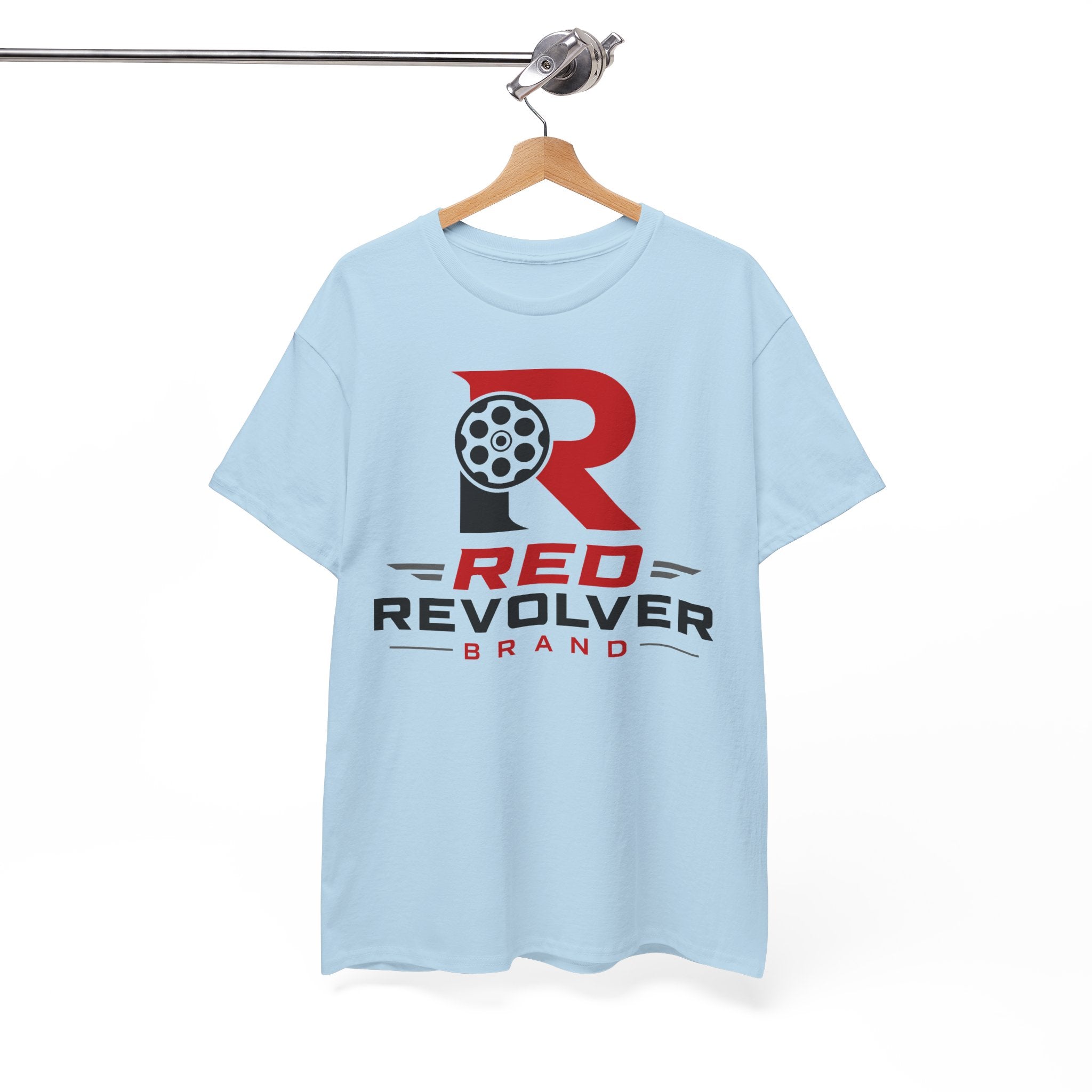 Red Revolver Logo Tee — Retro Gun Cylinder Graphic T-Shirt