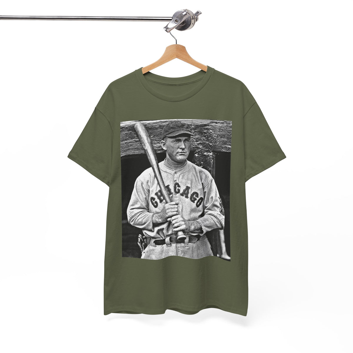 Vintage Chicago Baseball Photo T-Shirt — Retro Black & White Player Legend Tee